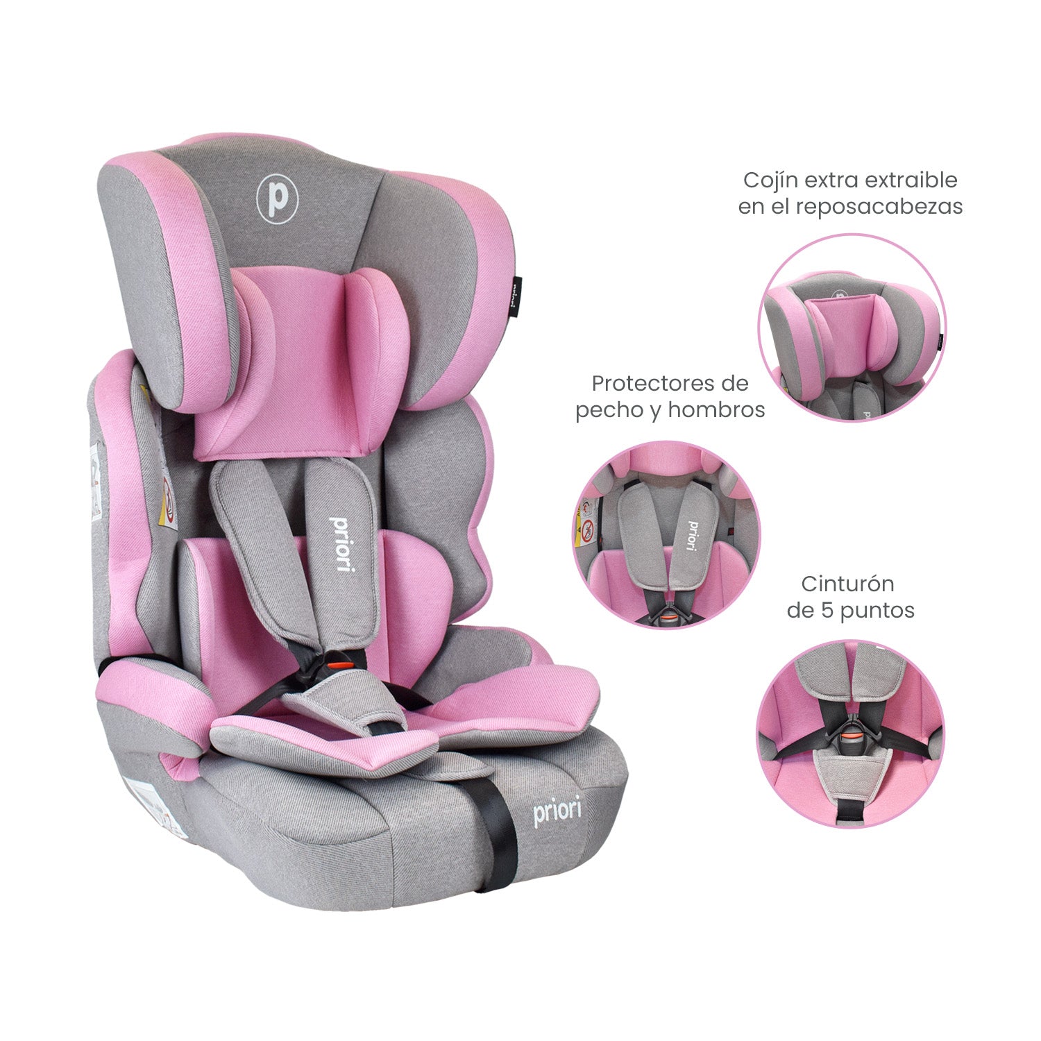 Silla Carro Bebe Priori Thunder Rosado