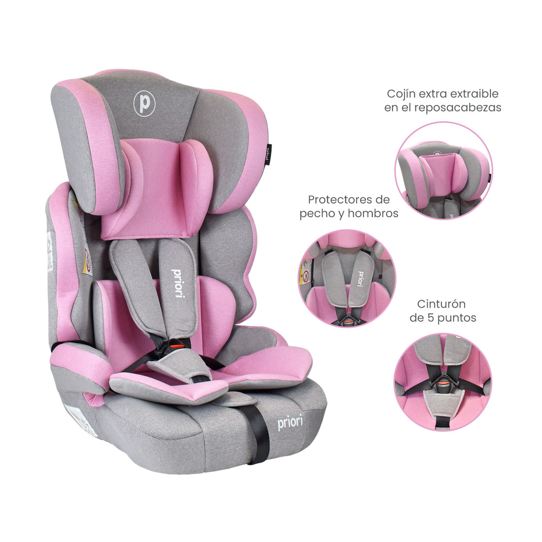 Silla Carro Bebe Priori Thunder Rosado
