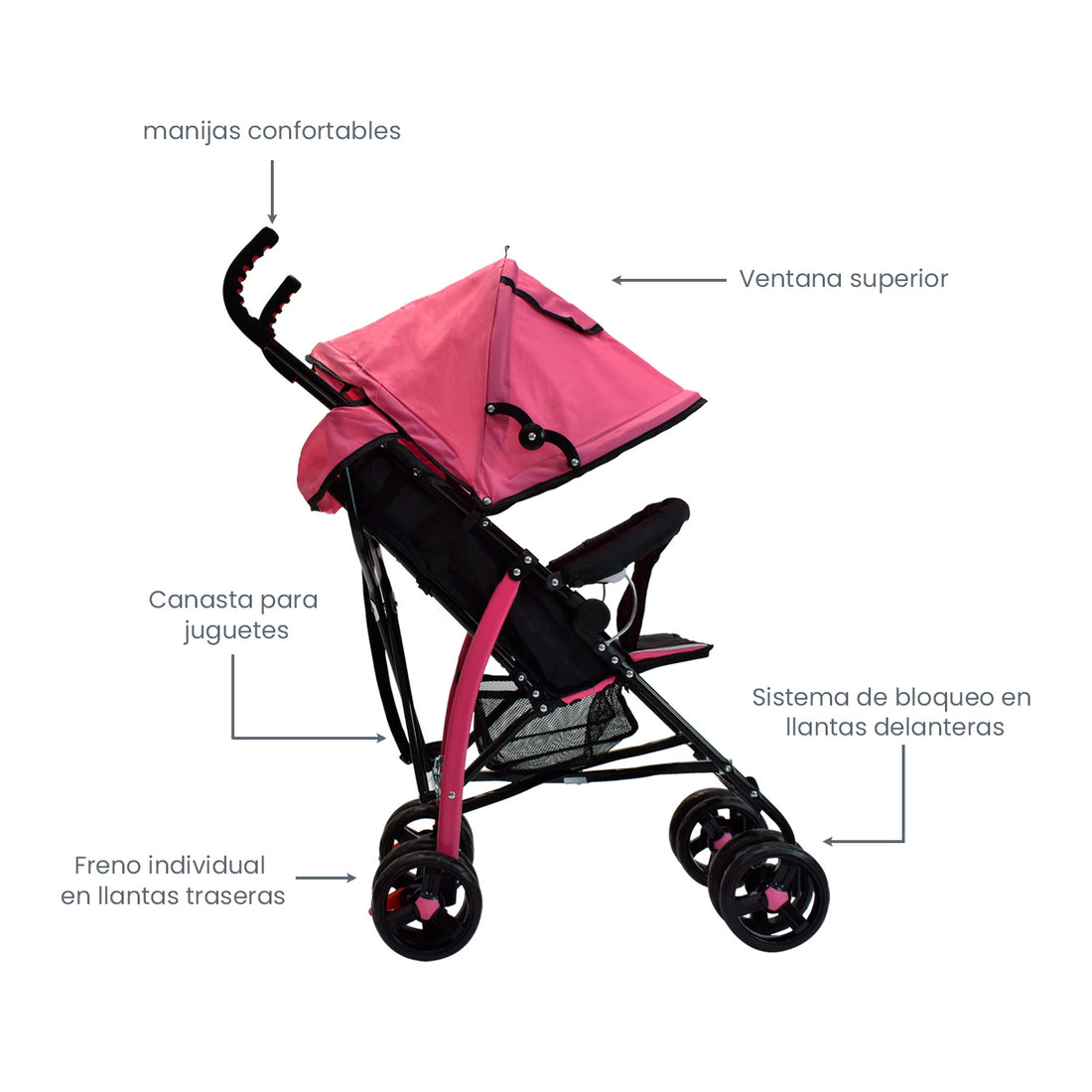 Coche Bebe Paseador Priori PPA12 Rosa