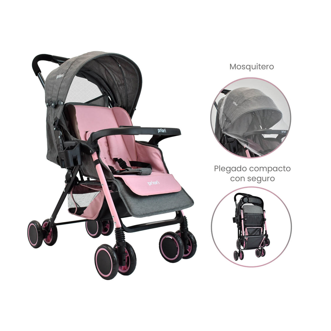 Coche Bebé Priori Alaska Rosa