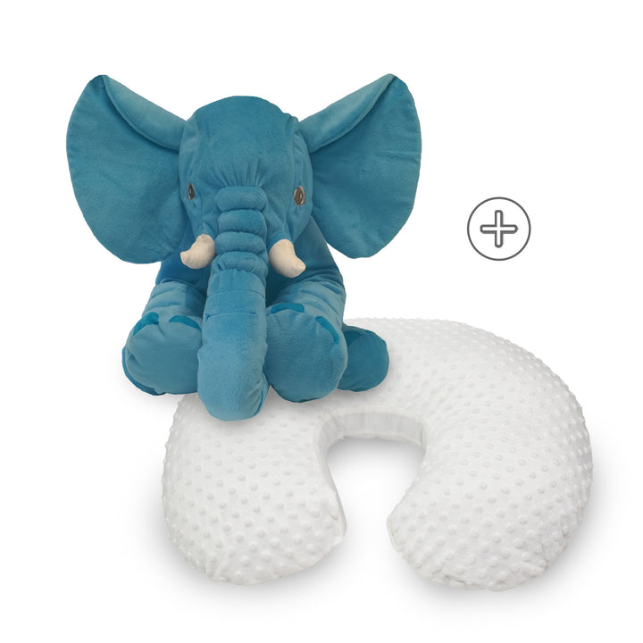 Combo Cojín de Lactancia Inizzi + Peluche Almohada Elefante Azul