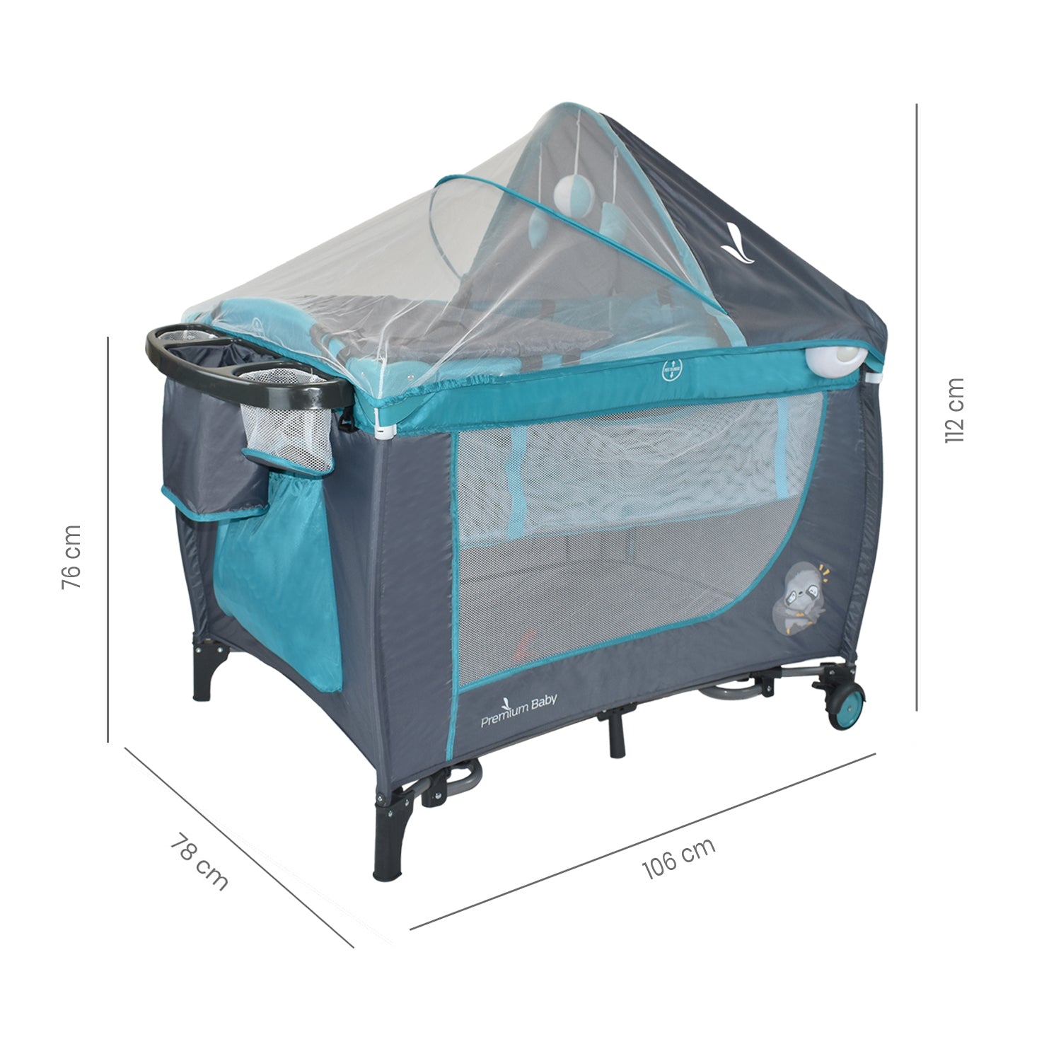 Combo Cuna Mecedora Nápoles Azul + Colchón Ortopédico PB2385