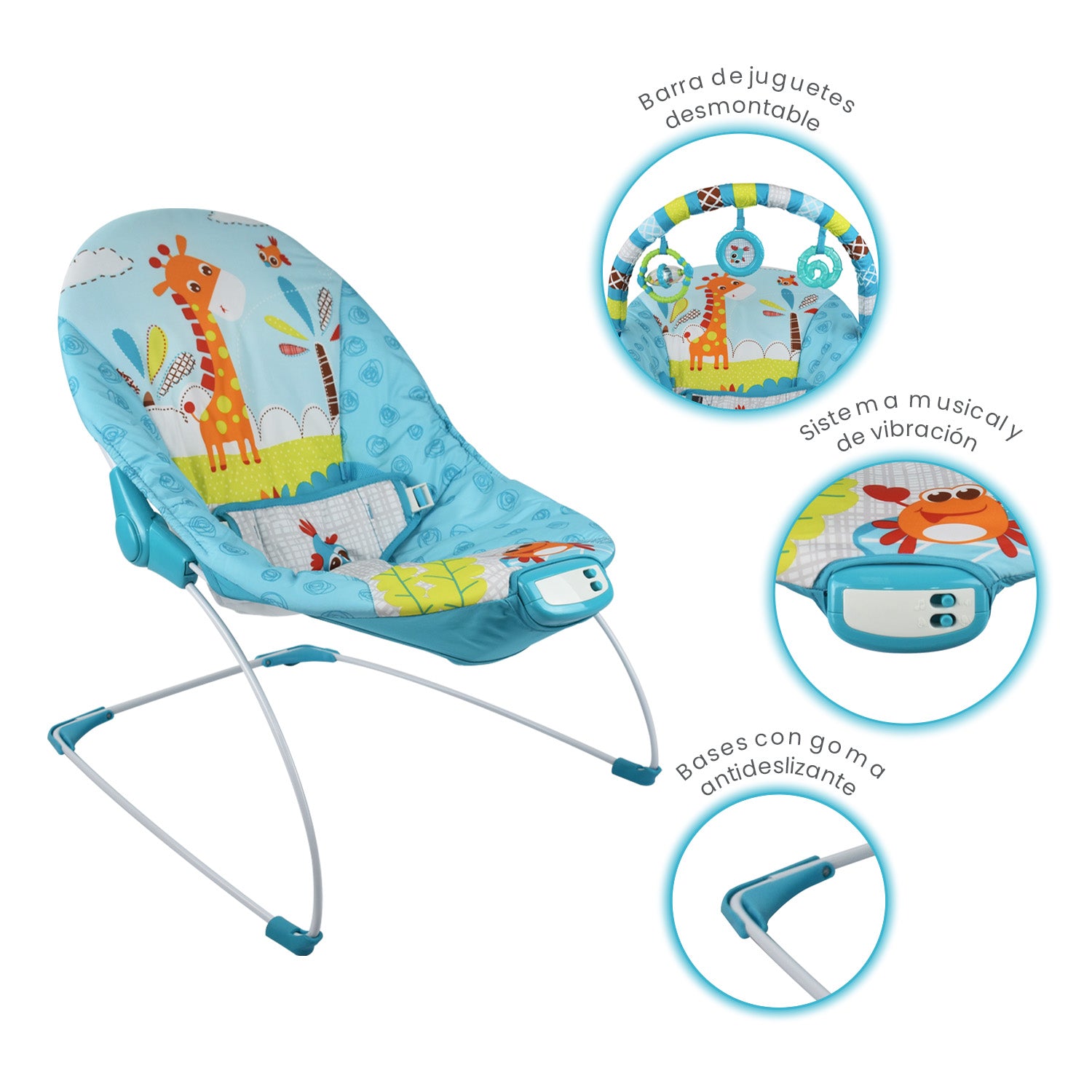 Silla Bouncer Bebé Musical PB2002 Priori Azul