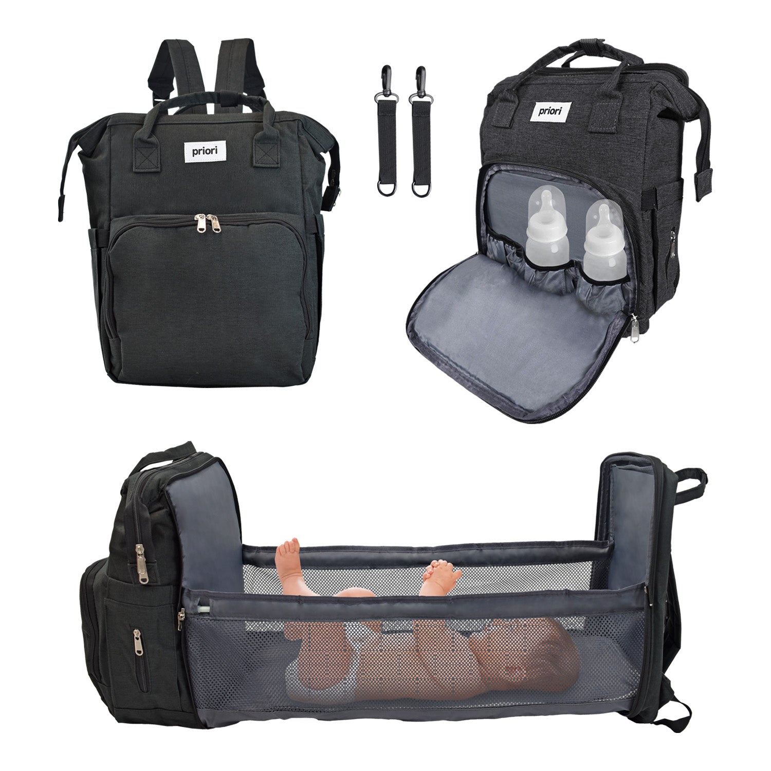 Pañalera Bebe Morral 3 en 1 PS 1001 Priori Negro