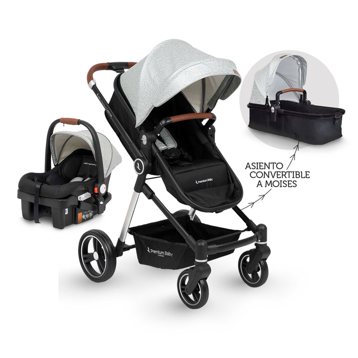 Coche Bebe Moises Aston Premium Baby Collection Gris