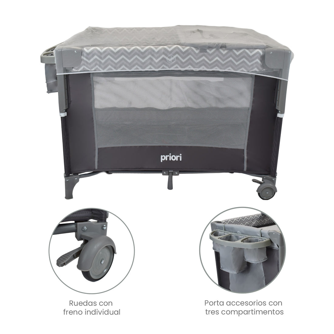 Combo Cuna Colecho Avanti + Paseador Park Priori Gris