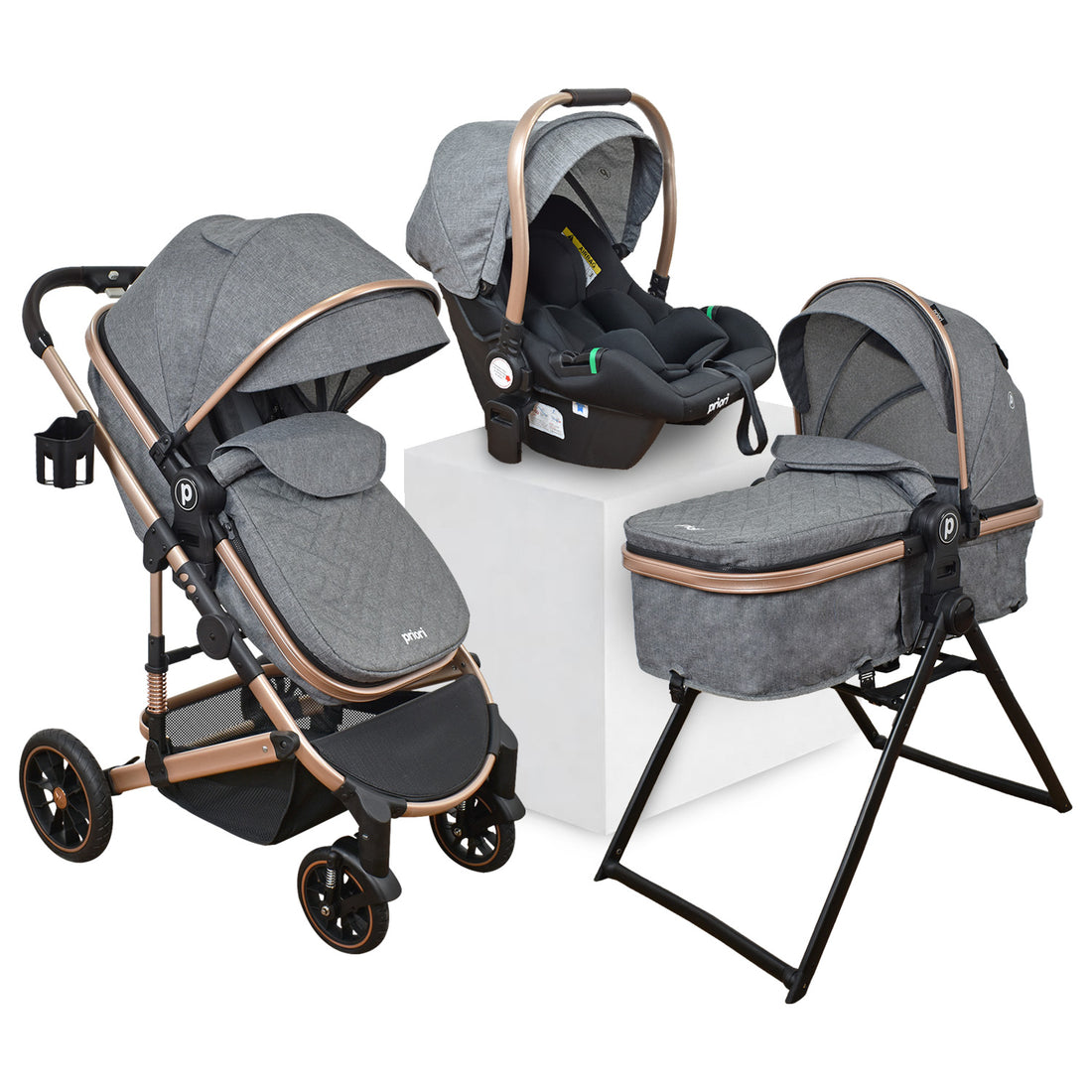 Coche Bebe 4 en 1 Travel System Cris Priori Gris