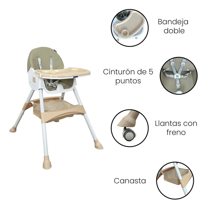 Silla Comedor Bebé 3en1 Happy Baby Bahamas Beige