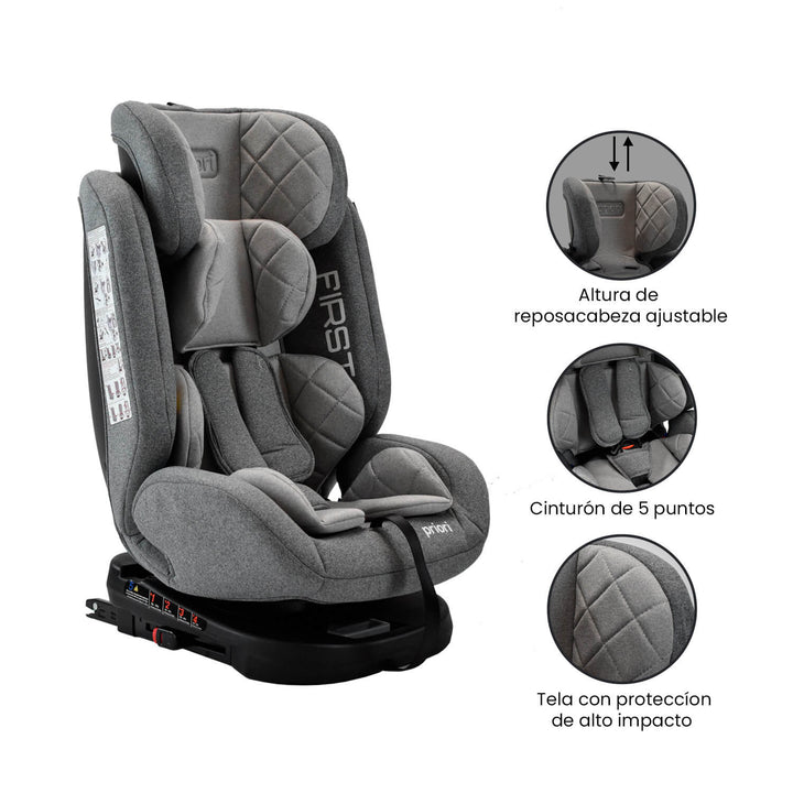 Silla Carro Bebe First 360° Gris Claro Priori