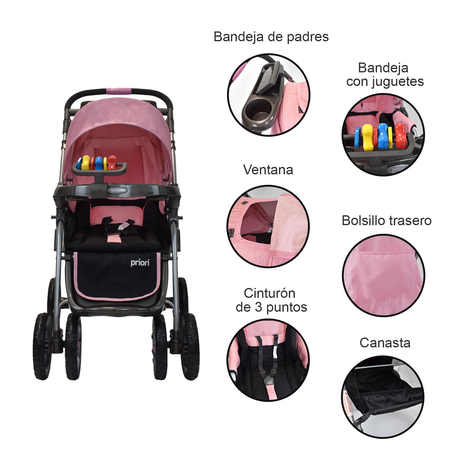 Coche Bebé Priori Supra Rosado