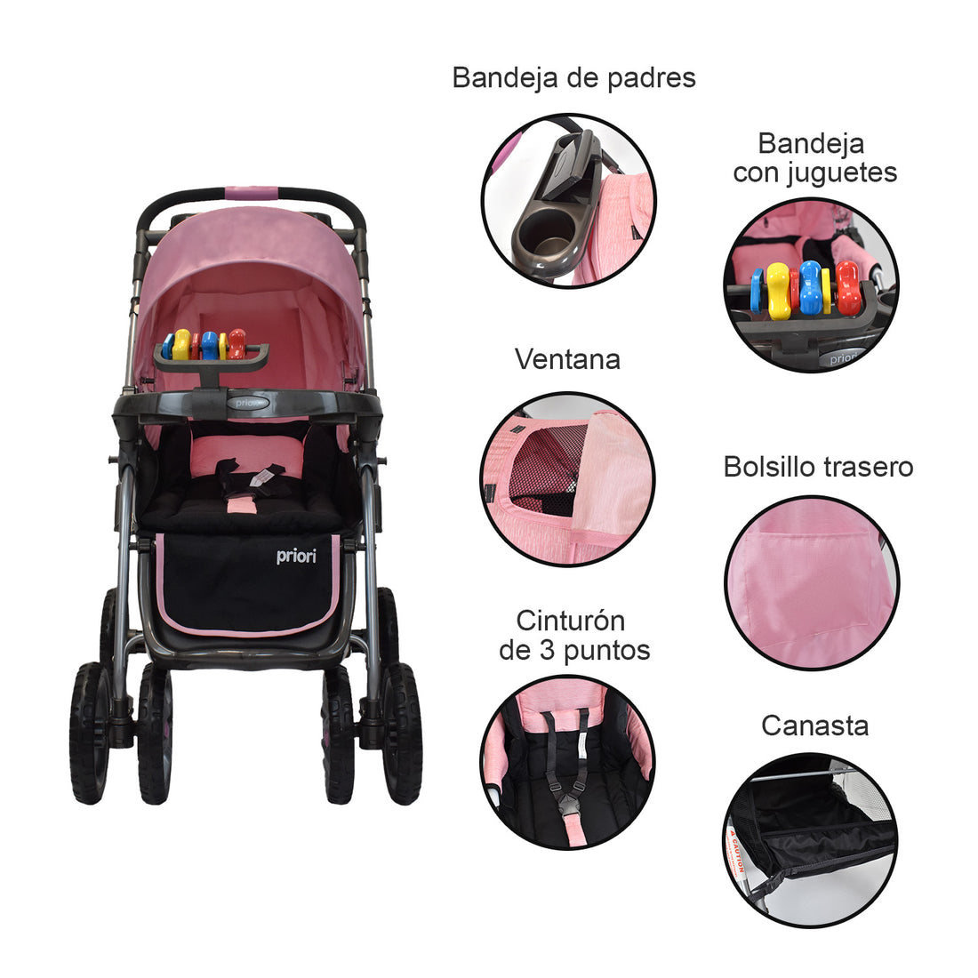 Coche Bebé Priori Supra Rosado