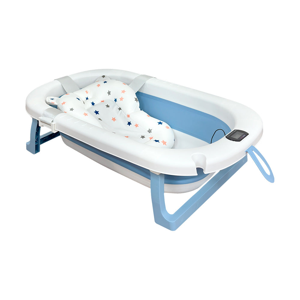 Bañera Bebé Happy Baby Cojín y Termómetro Samy Azul