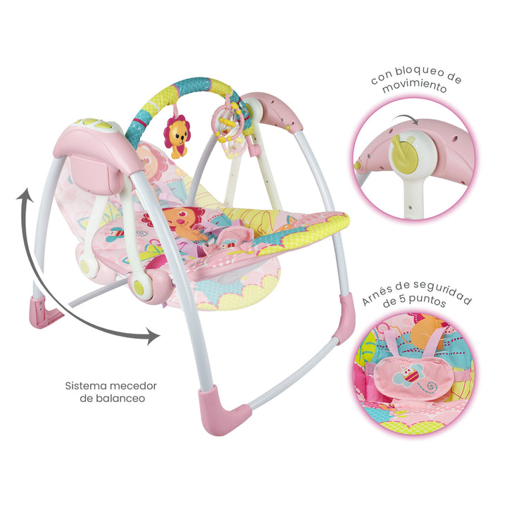 Columpio Mecedora Bebe Portátil PB2025 Priori Rosa
