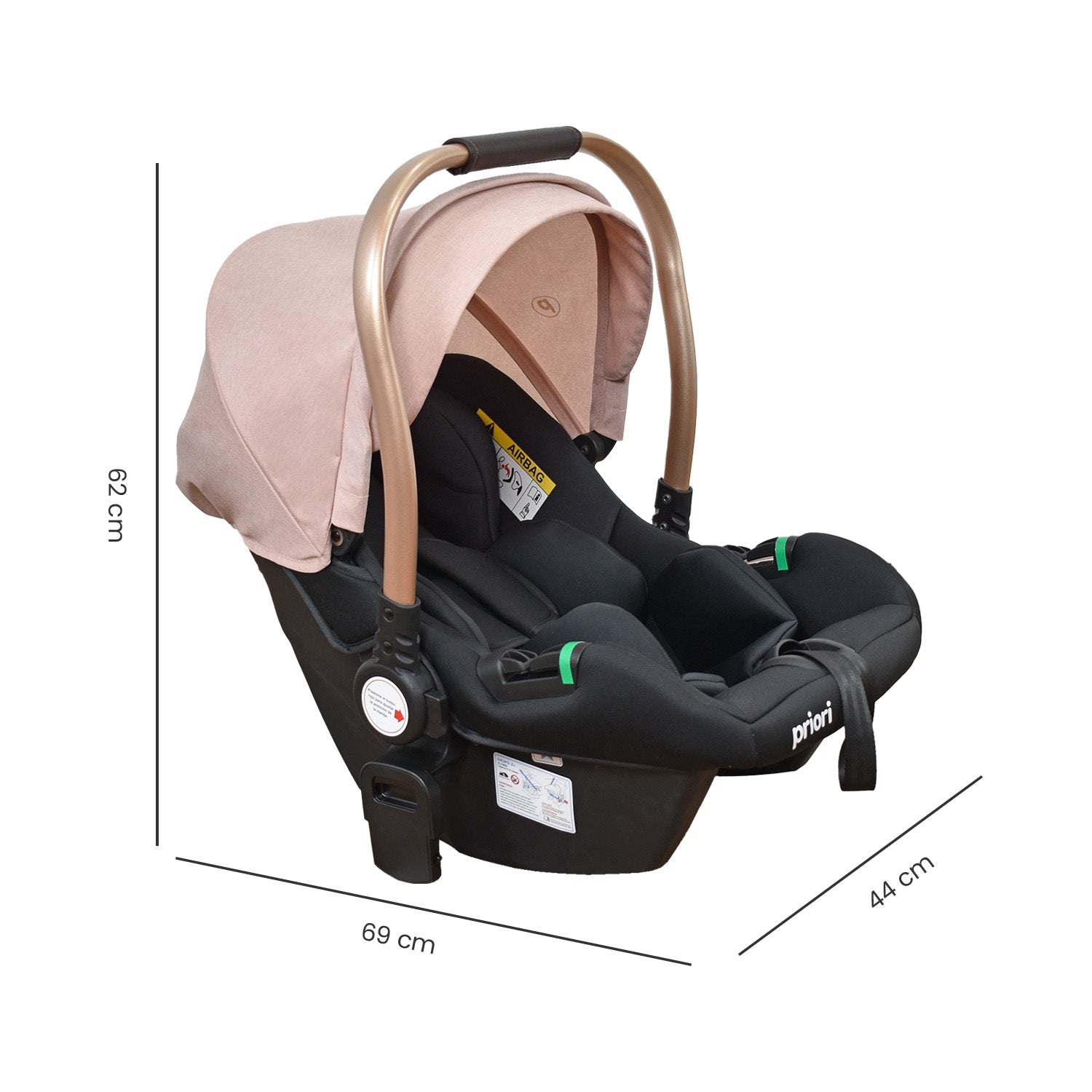 Coche Bebe 4 en 1 Travel System Cris Priori Rosa