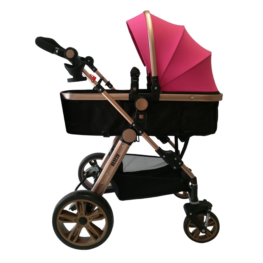 Coche Bebe Moises Alizze Happy Baby Rosa