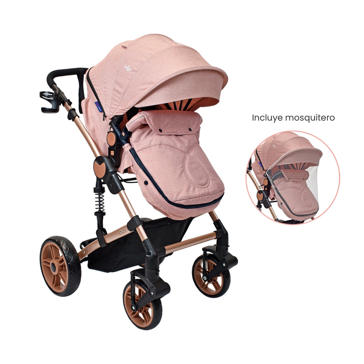 Coche Bebe Moises Gadi Happy Baby Rosado