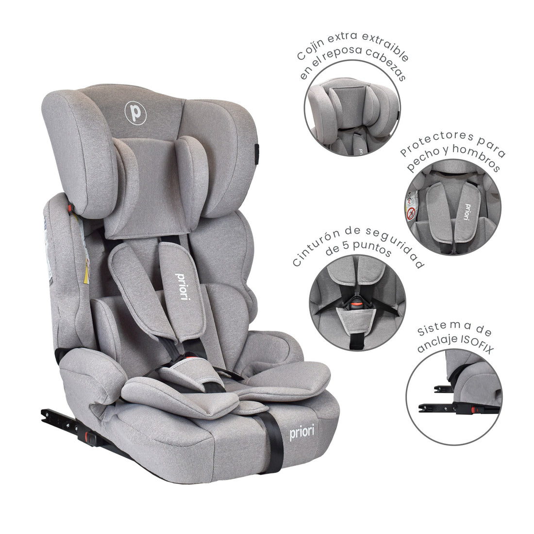 Silla de Carro Bebe Priori Thunder Con Isofix Gris Plata