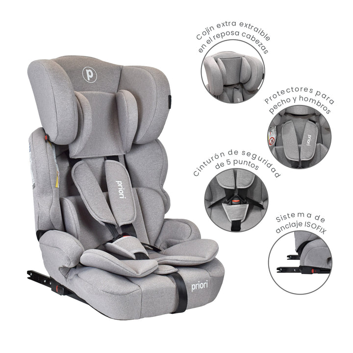 Silla de Carro Bebe Priori Thunder Con Isofix Gris Plata