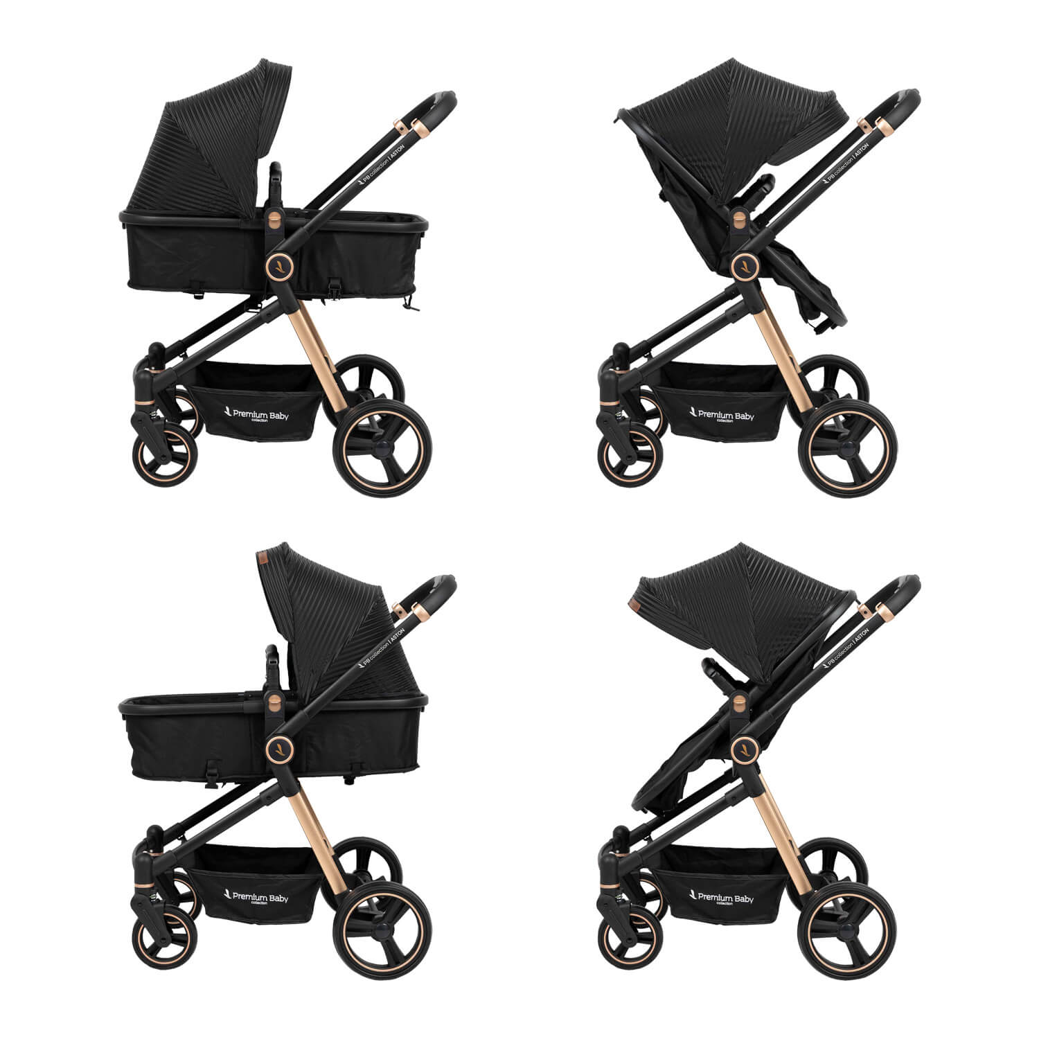 Coche Bebé Moises Aston Premium Baby Collection Negro