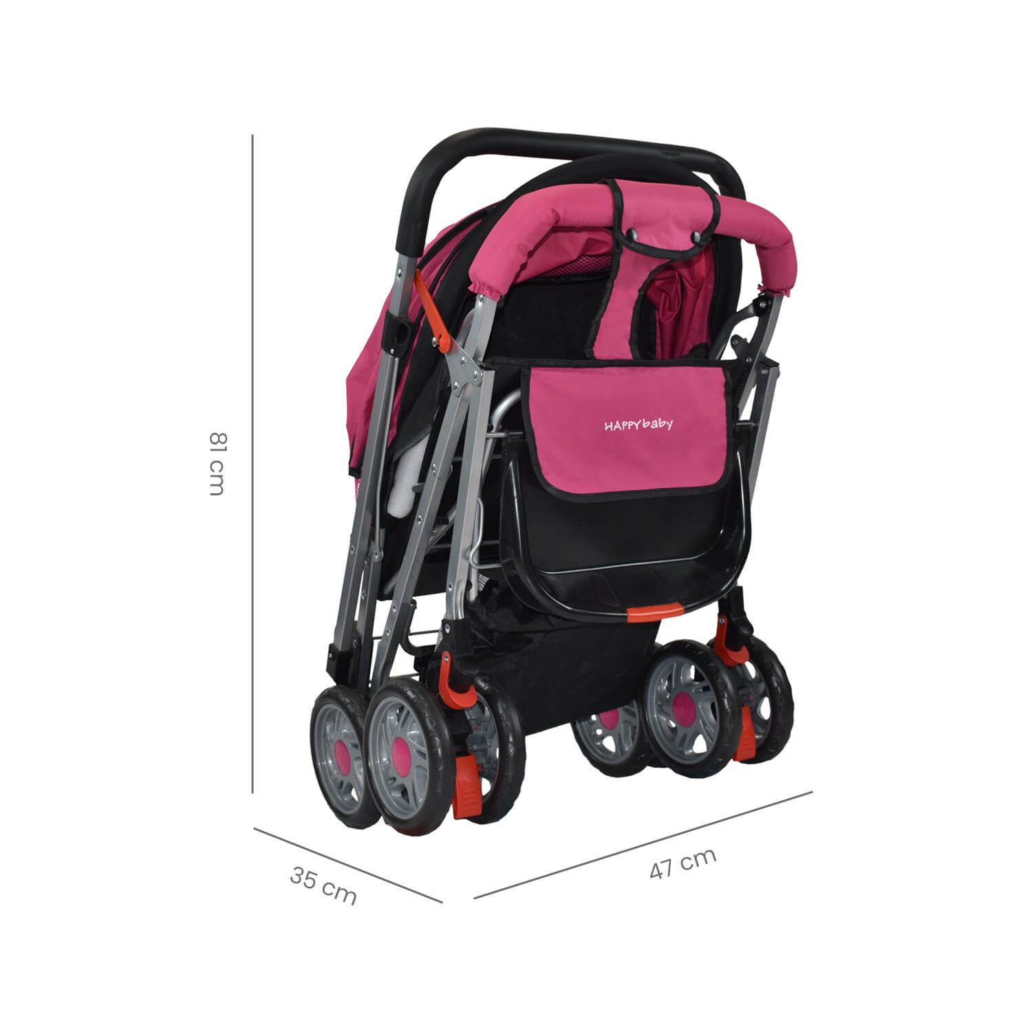 Coche Cuna Reversible Bebé Dallas Con Pañalera Happy Baby Rosa