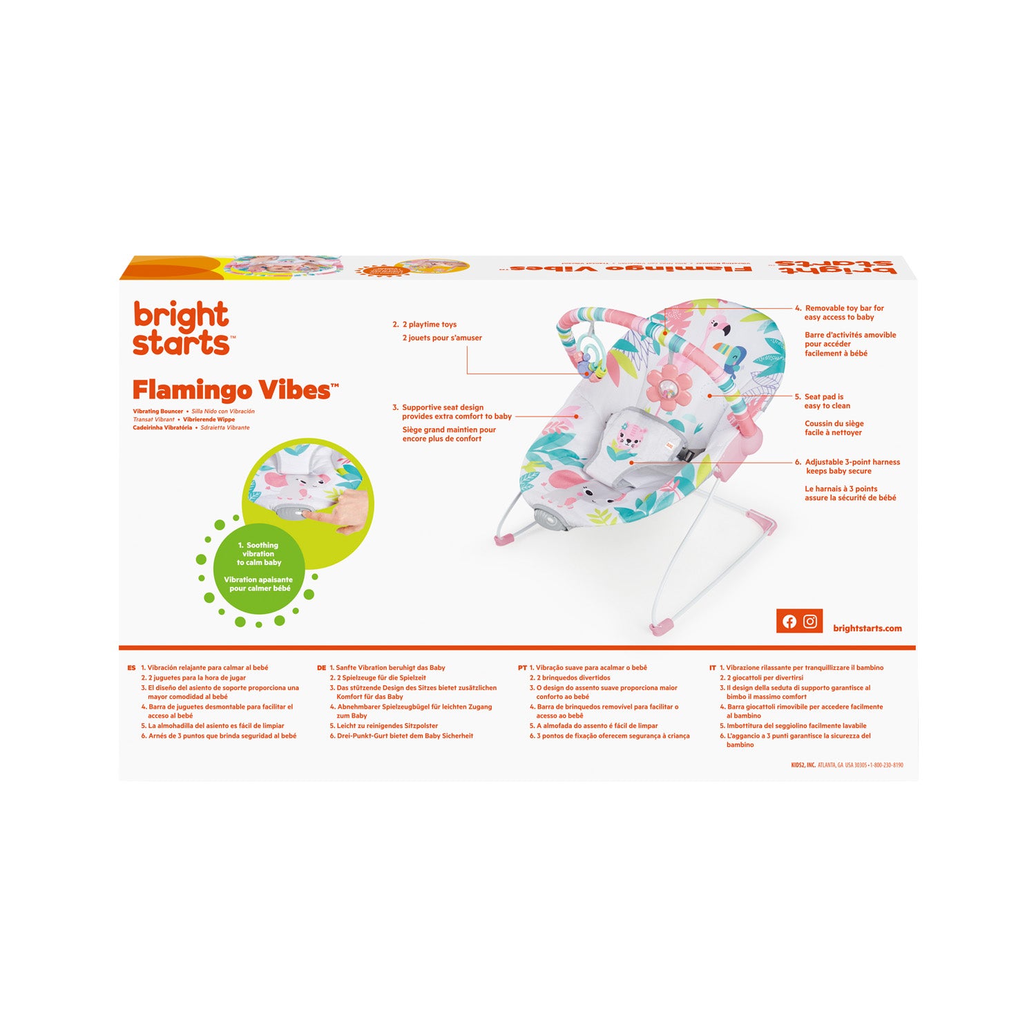Silla Mecedora Rosa Safari Bebe12228  Bright Starts