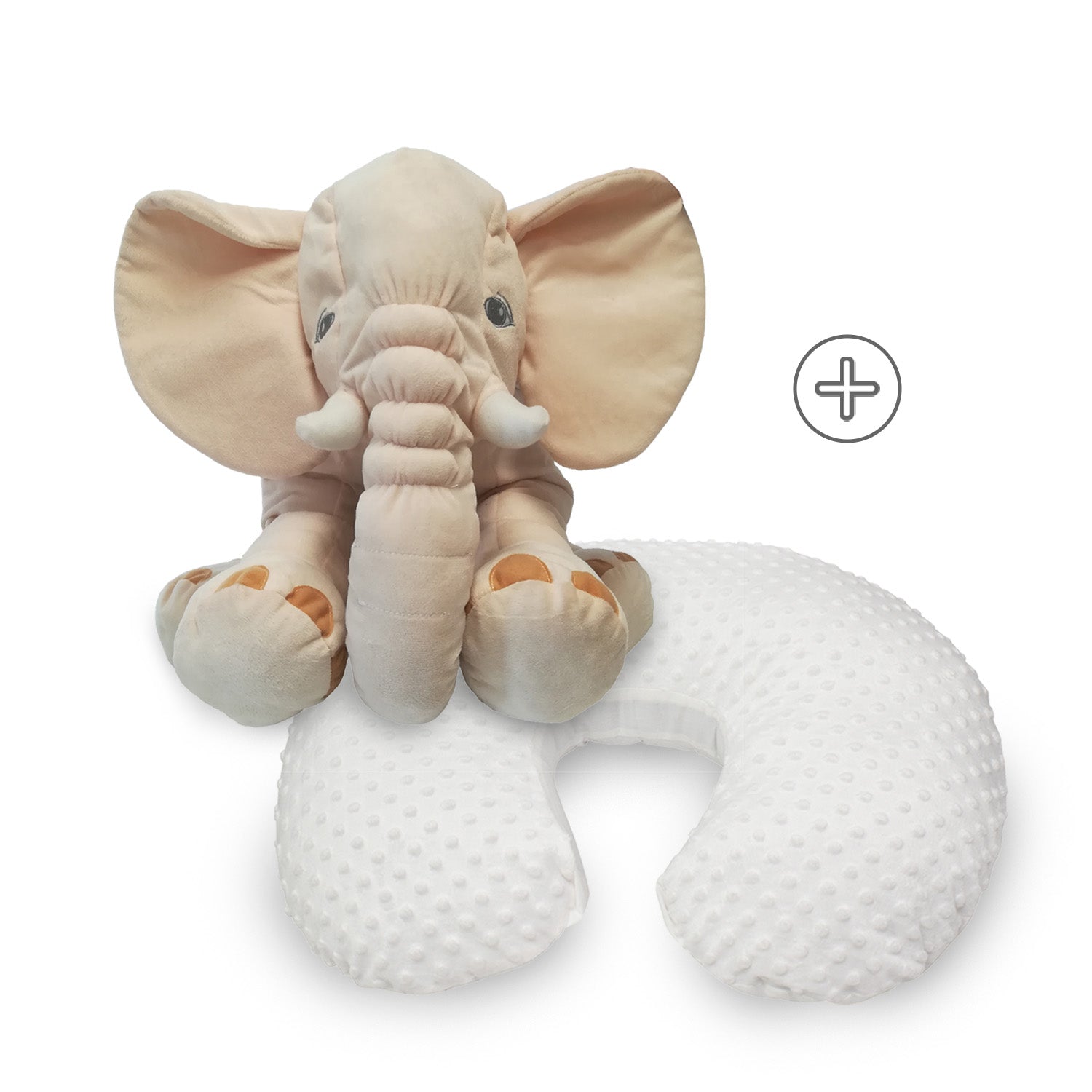 Combo Cojín de Lactancia Inizzi + Peluche Almohada Elefante Beige