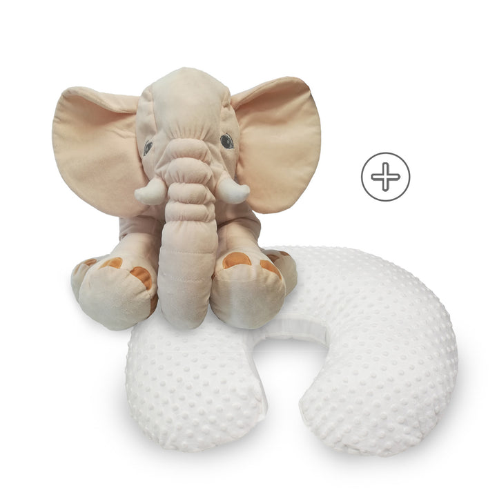 Combo Cojín de Lactancia Inizzi + Peluche Almohada Elefante Beige