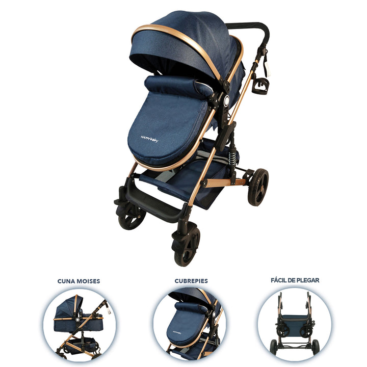 Coche Bebe Moises Happy Baby Azul Fj