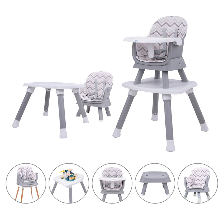 Silla comedor bebe 6en1 Priori Sidney Gris (Empaque Deteriorado)