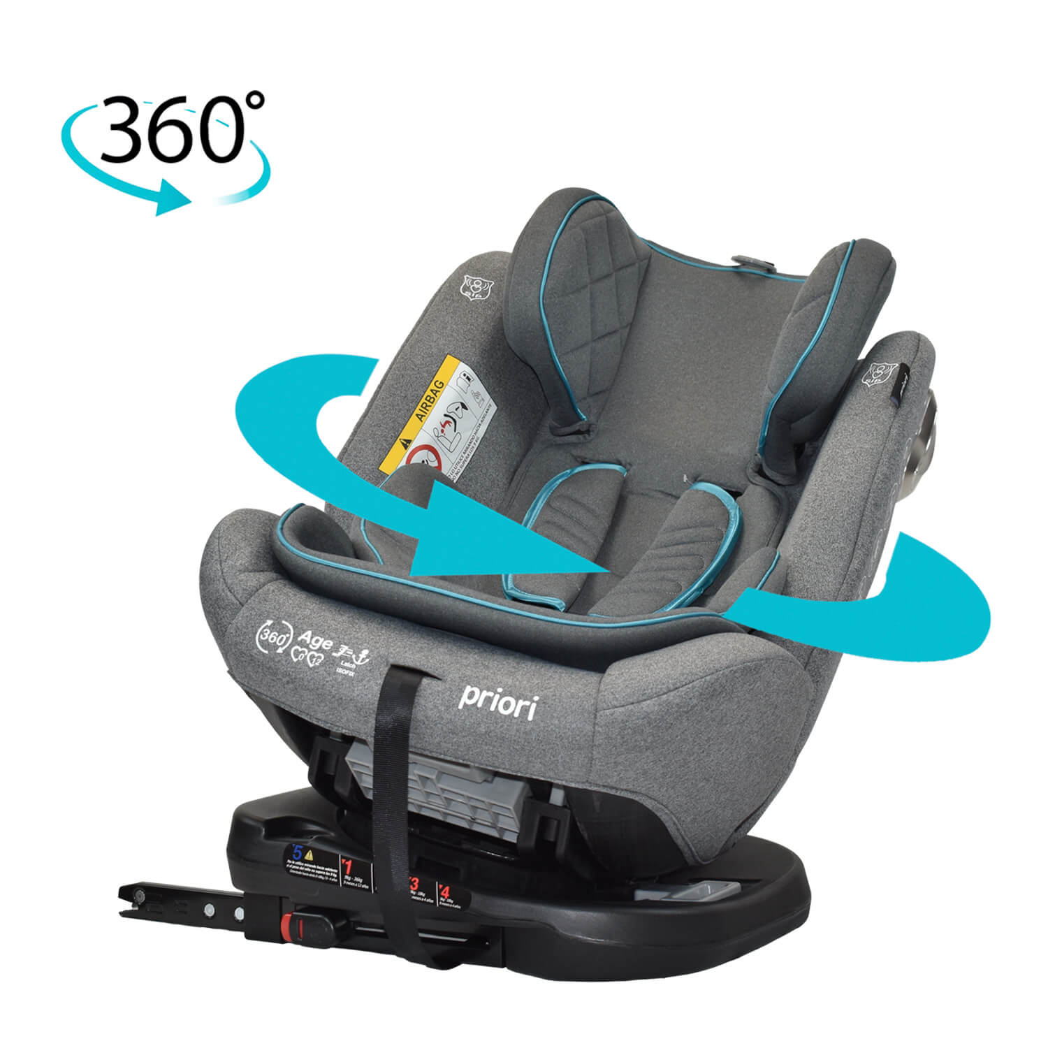 Silla Carro Bebe First Plus 360° Priori Gris Azul