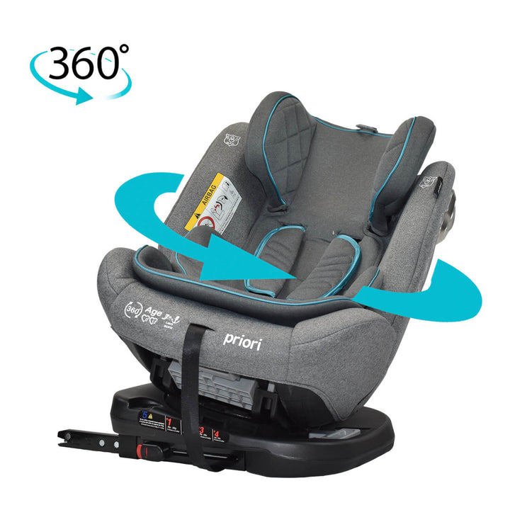 Silla Carro Bebe First Plus 360° Priori Gris Azul