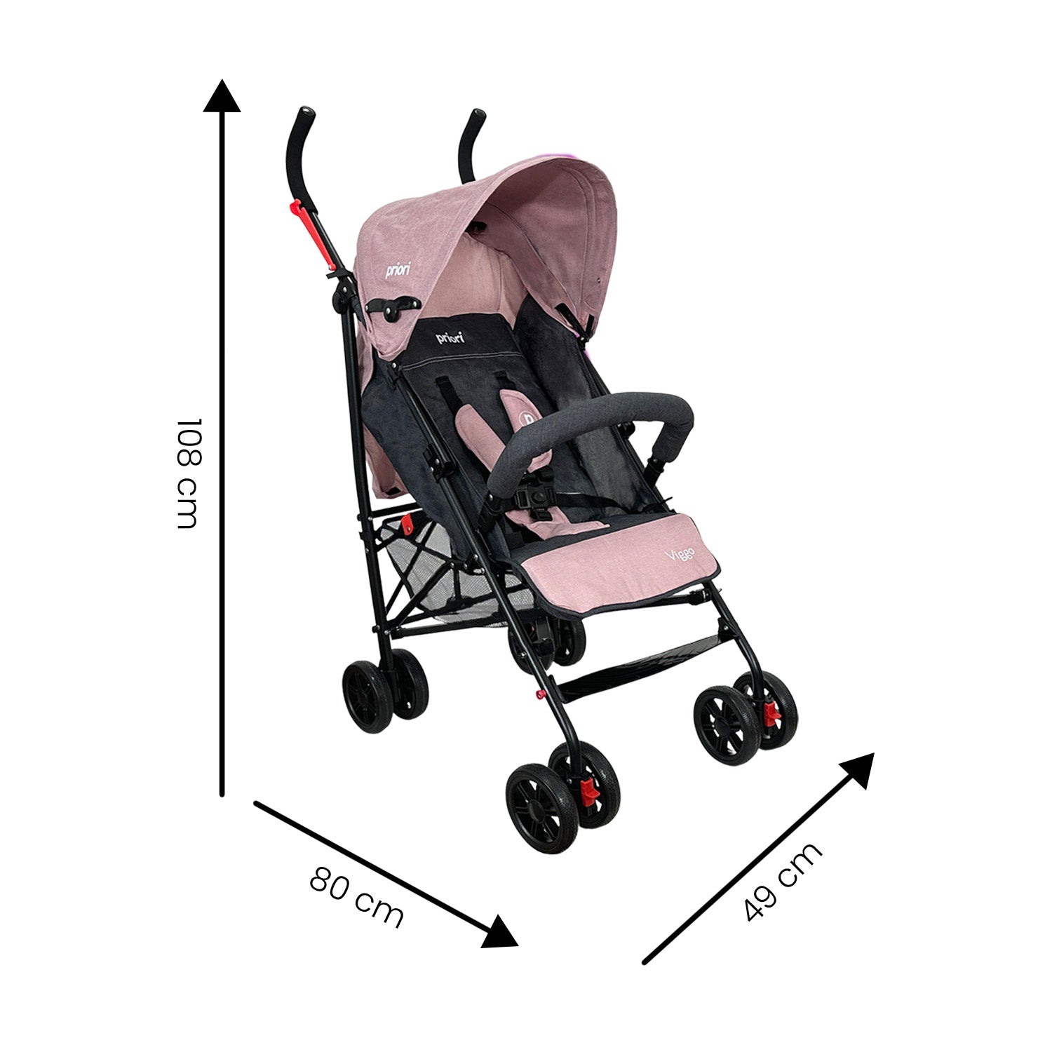 Coche de Paseo Bebé Viggo Priori Rosado