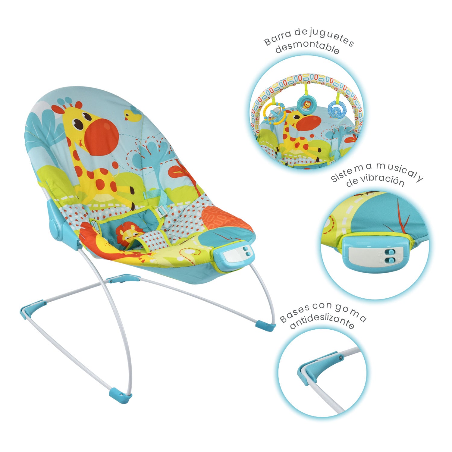 Silla Bouncer Bebé Musical PB2003 Priori Azul
