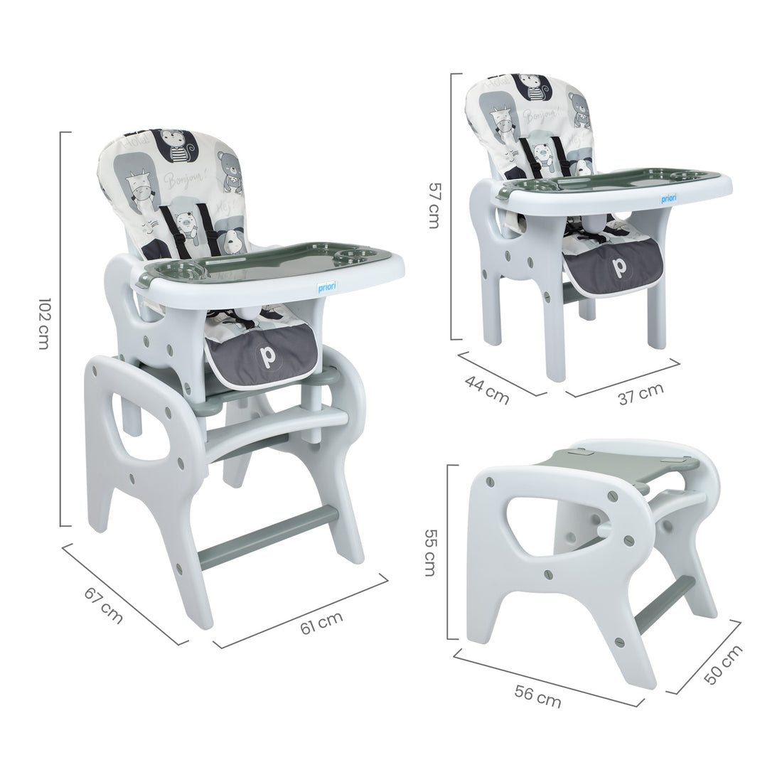 Comedor Bebe Escritorio PCM-10 Animals Gris Priori