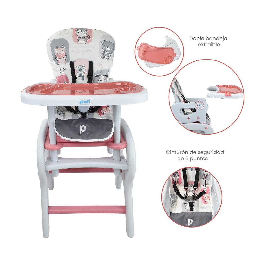 Comedor Bebe Escritorio PCM-10 Animals Rosa Priori