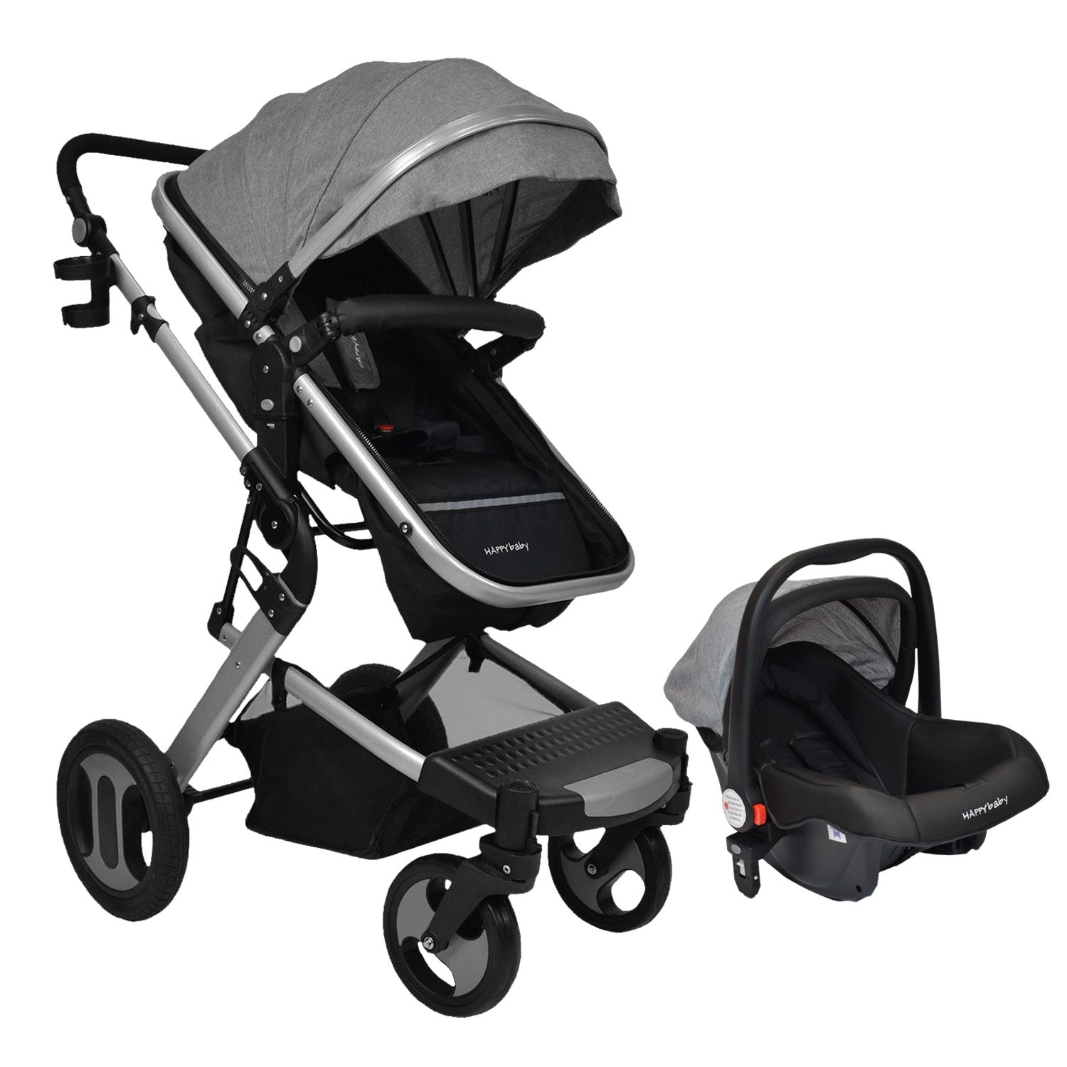 Coche Bebe Moisés Wow Ts Happy Baby Gris