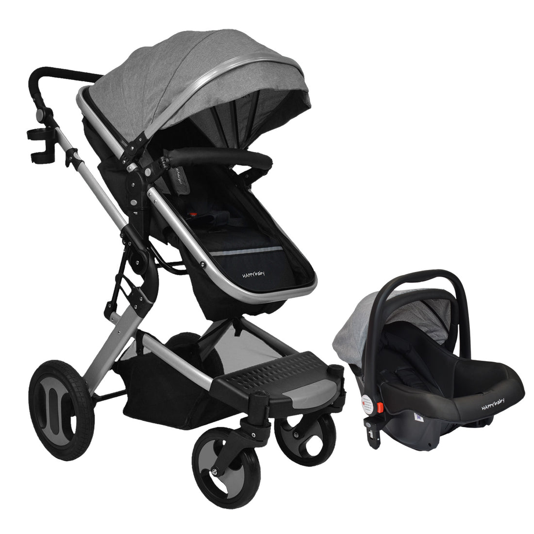Coche Bebe Moisés Wow Ts Happy Baby Gris
