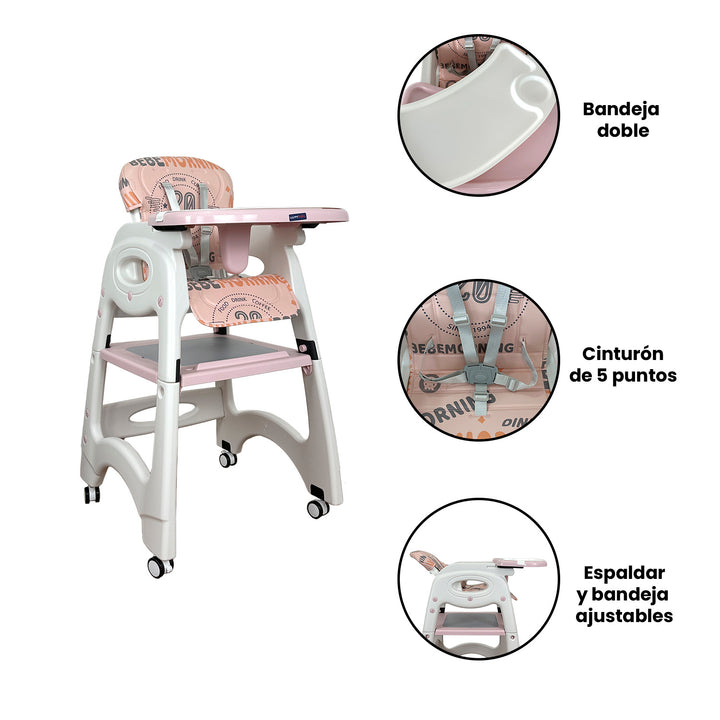 Silla Comedor Bebe Duna Happy Baby Rosa