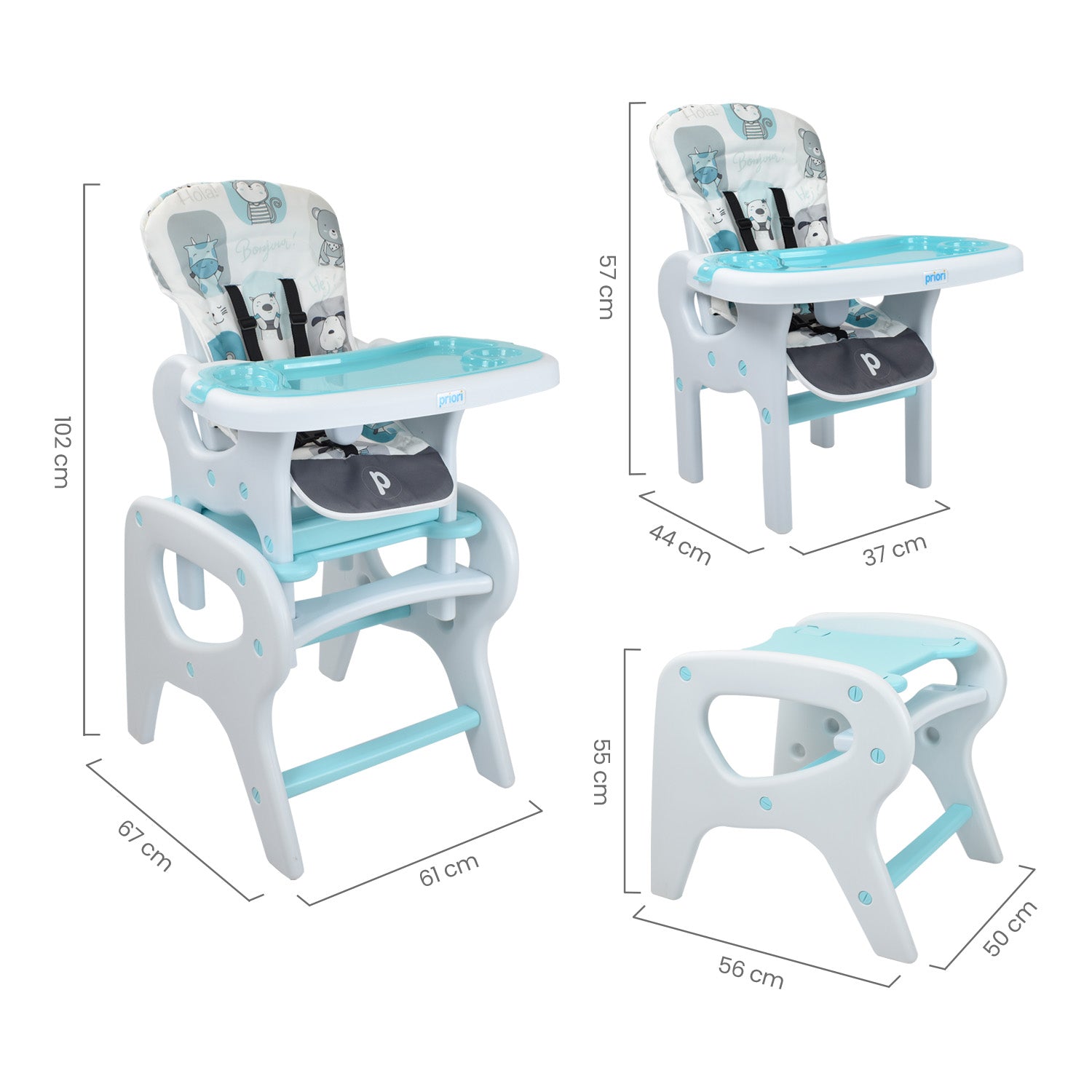 Comedor Bebe Escritorio PCM-10 Animals Azul Priori