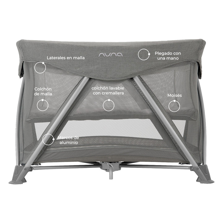 Corral Cuna bebé Nuna Sena Aire Gris Frost