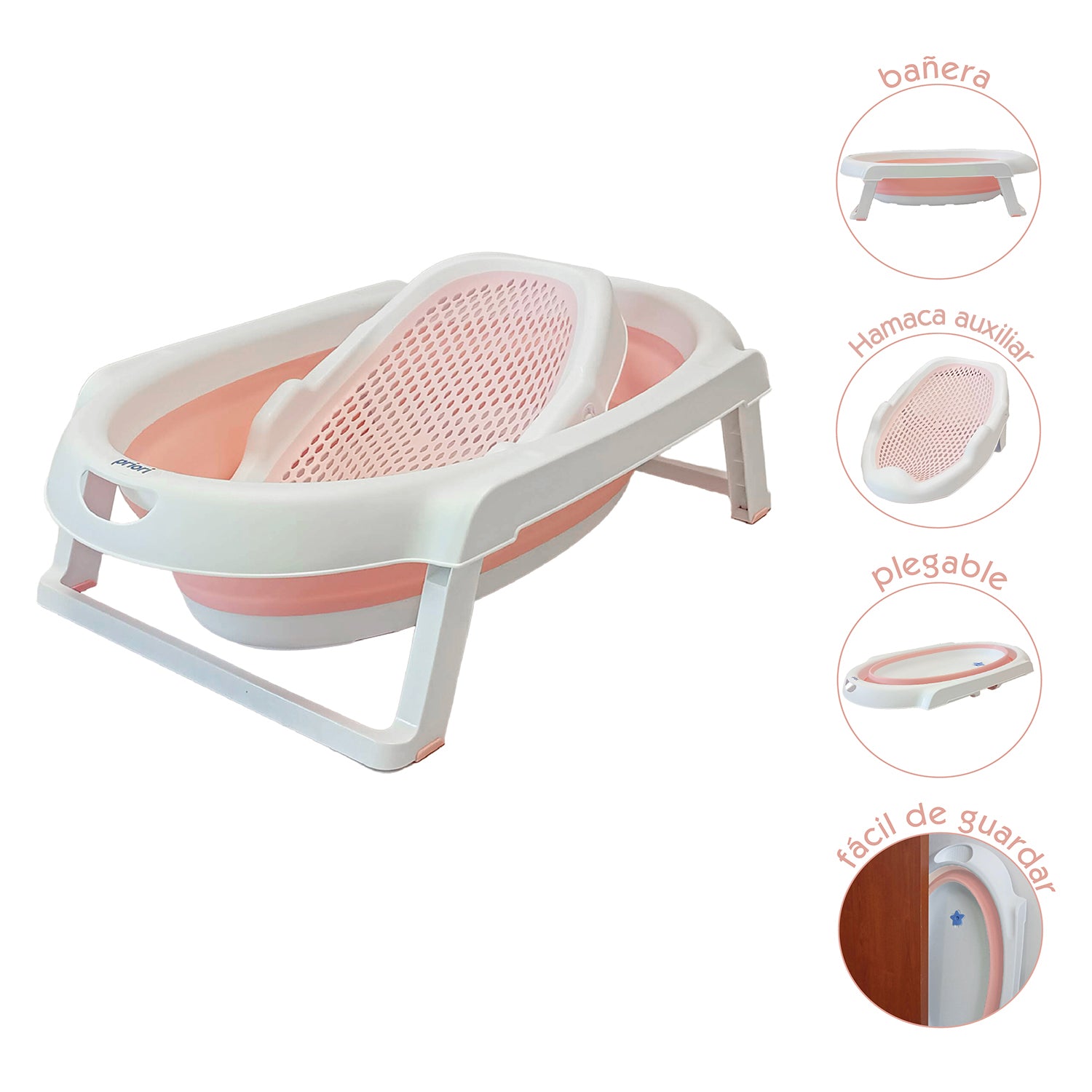 Bañera Bebe Plegable Portatil Suiza Priori rosa