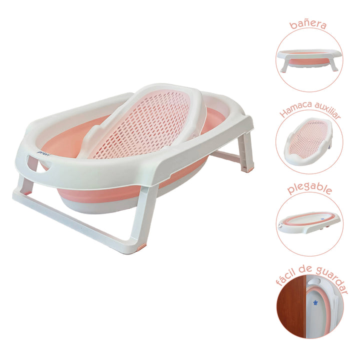 Bañera Bebe Plegable Portatil Suiza Priori rosa