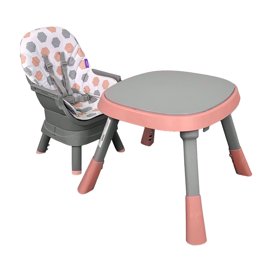 Silla Comedor bebé 12 en 1 con Giro 360 Yae de Priori Rosa