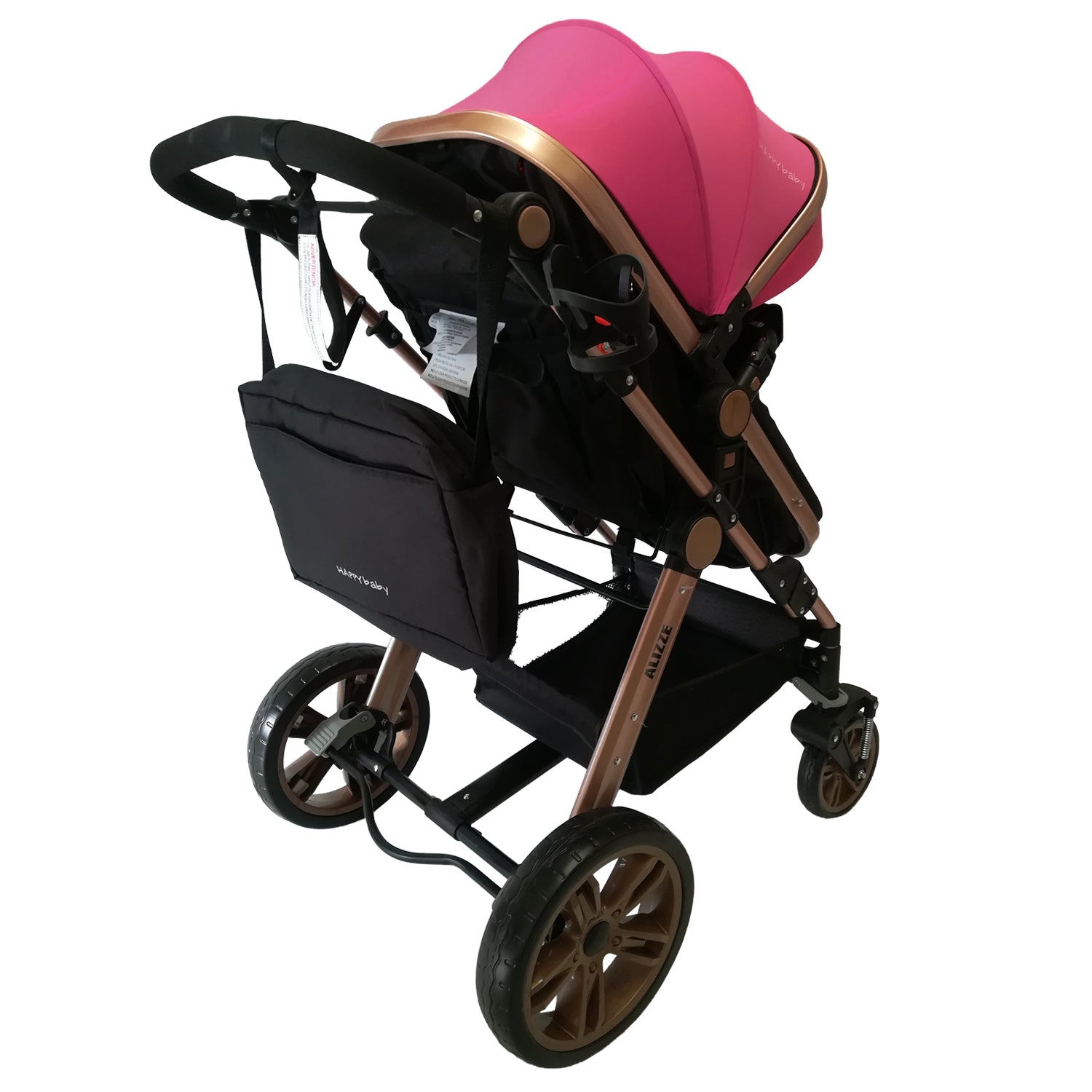 Coche Bebe Moises Alizze Happy Baby Rosa