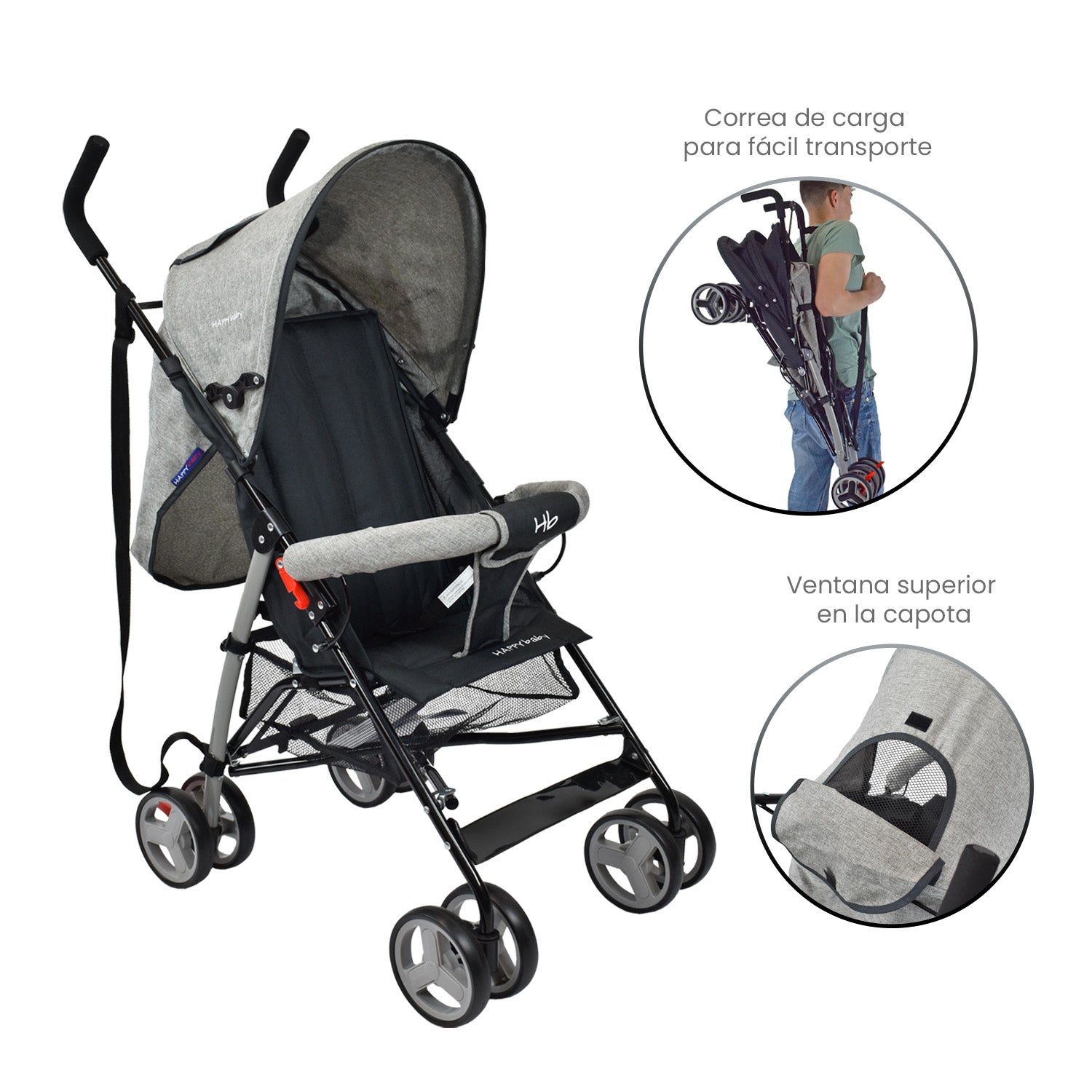 Coche Paseador Bebé Future Happy Baby Gris