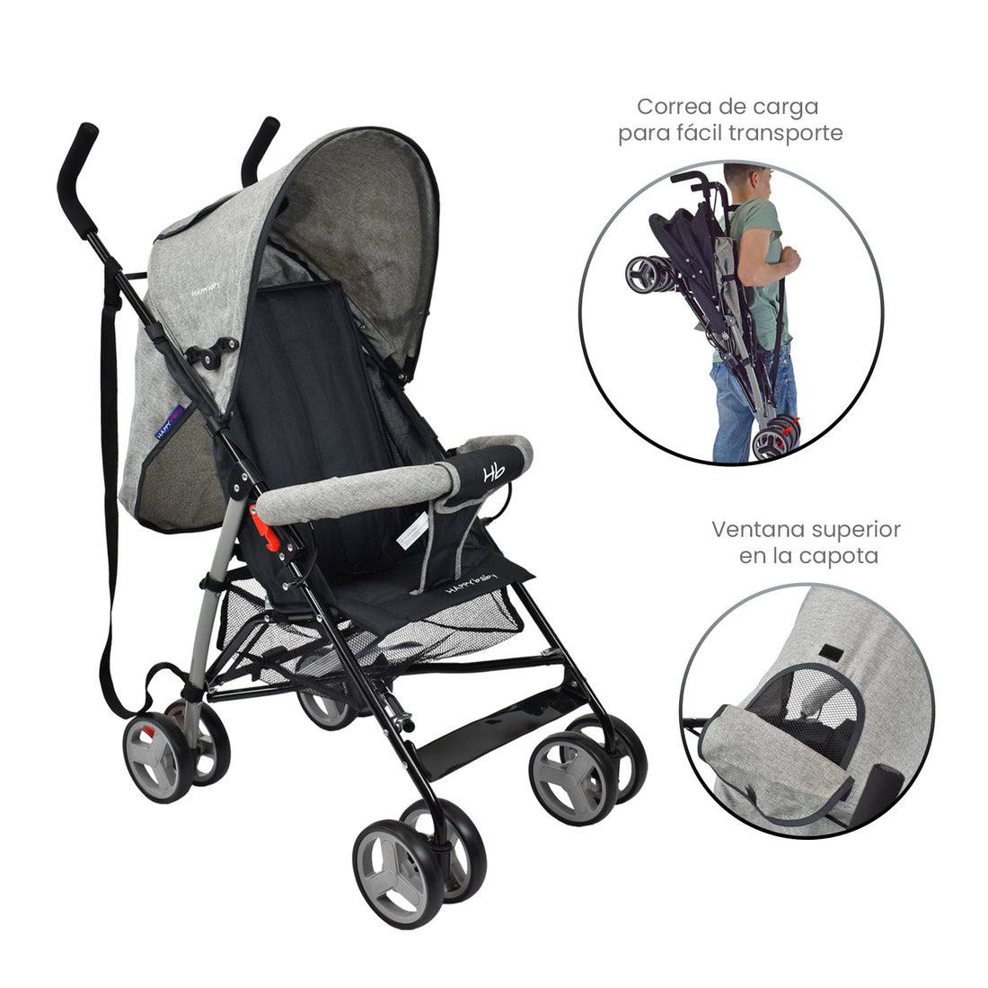 Coche Paseador Bebé Future Happy Baby Gris