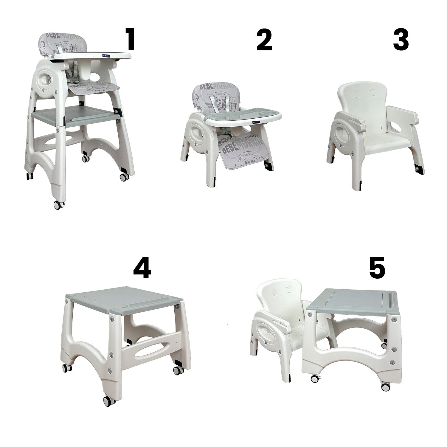 Silla Comedor Bebe Duna Happy Baby Gris