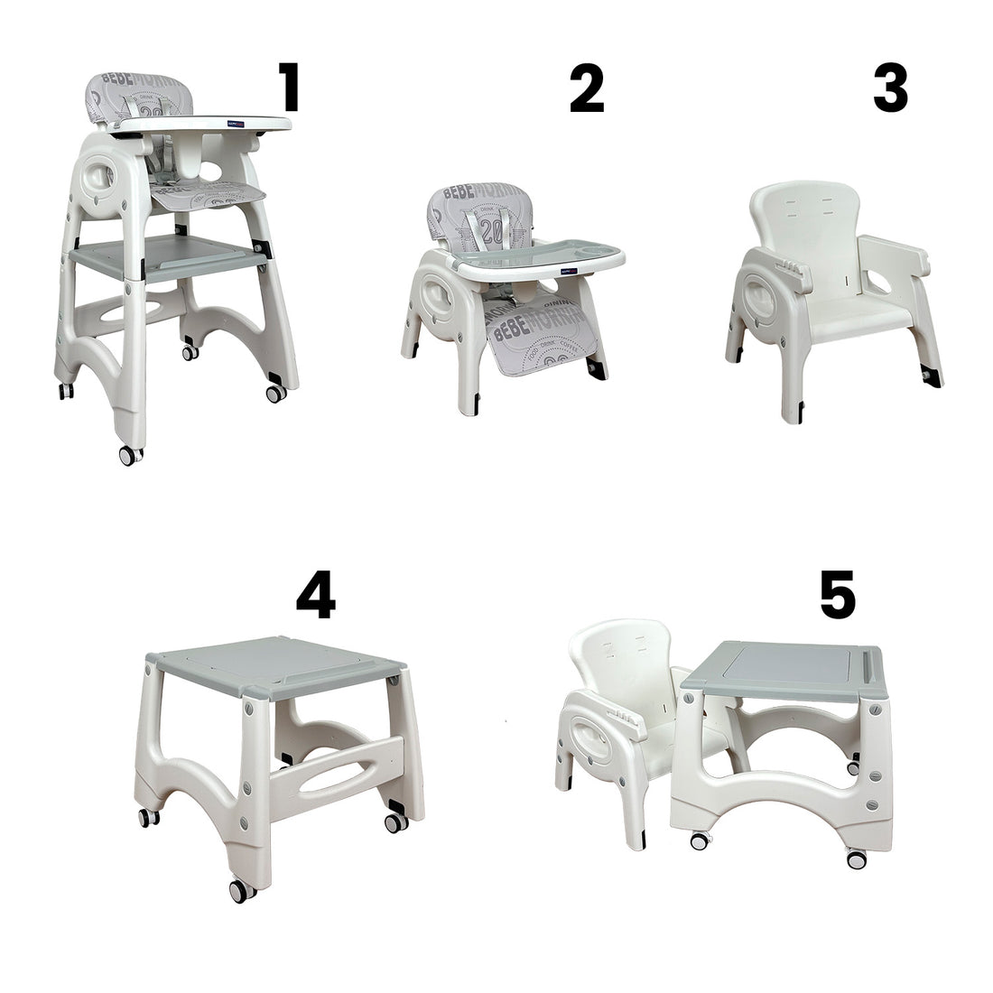 Silla Comedor Bebe Duna Happy Baby Gris
