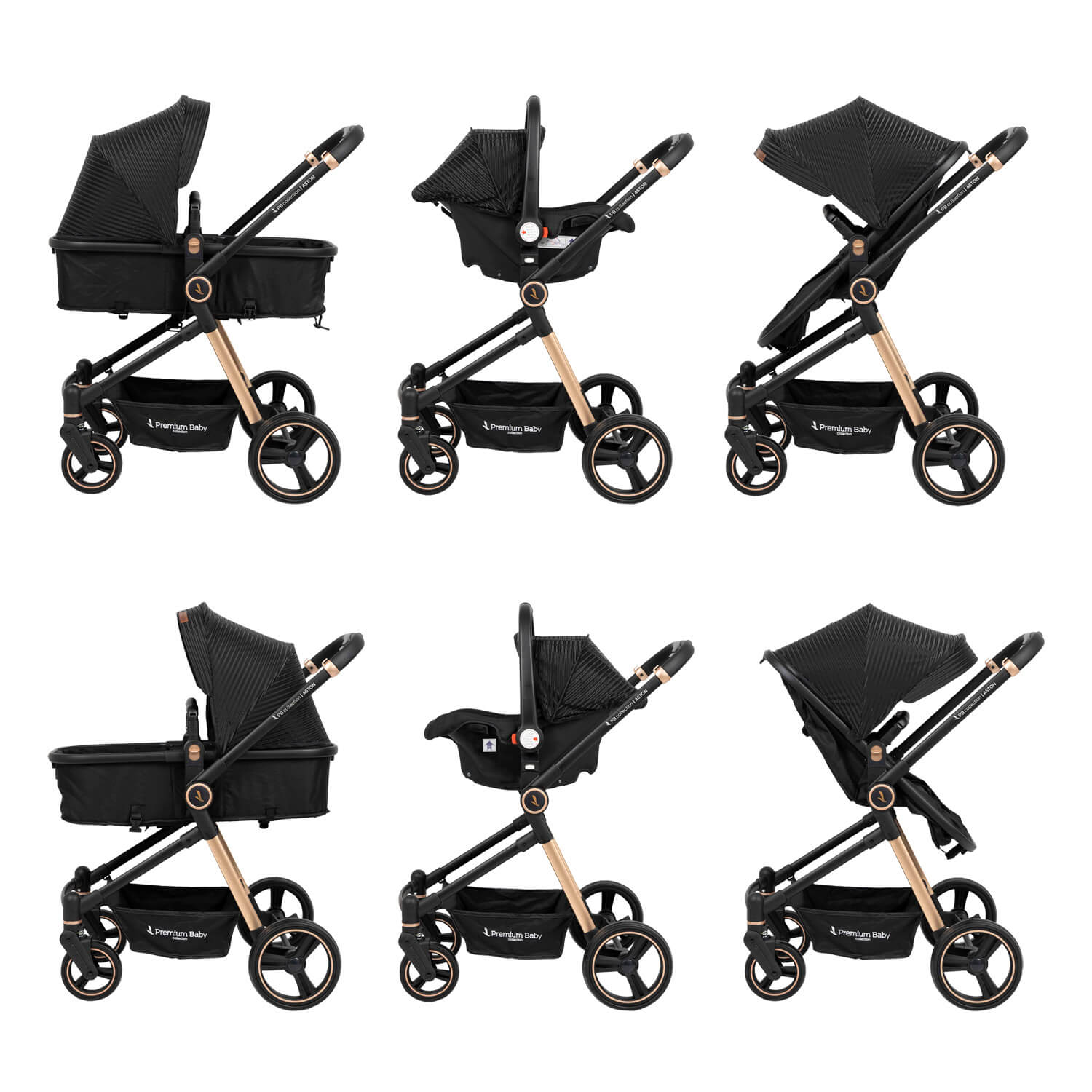Coche Bebé Moises Aston Lineas Premium Baby Collection Negro