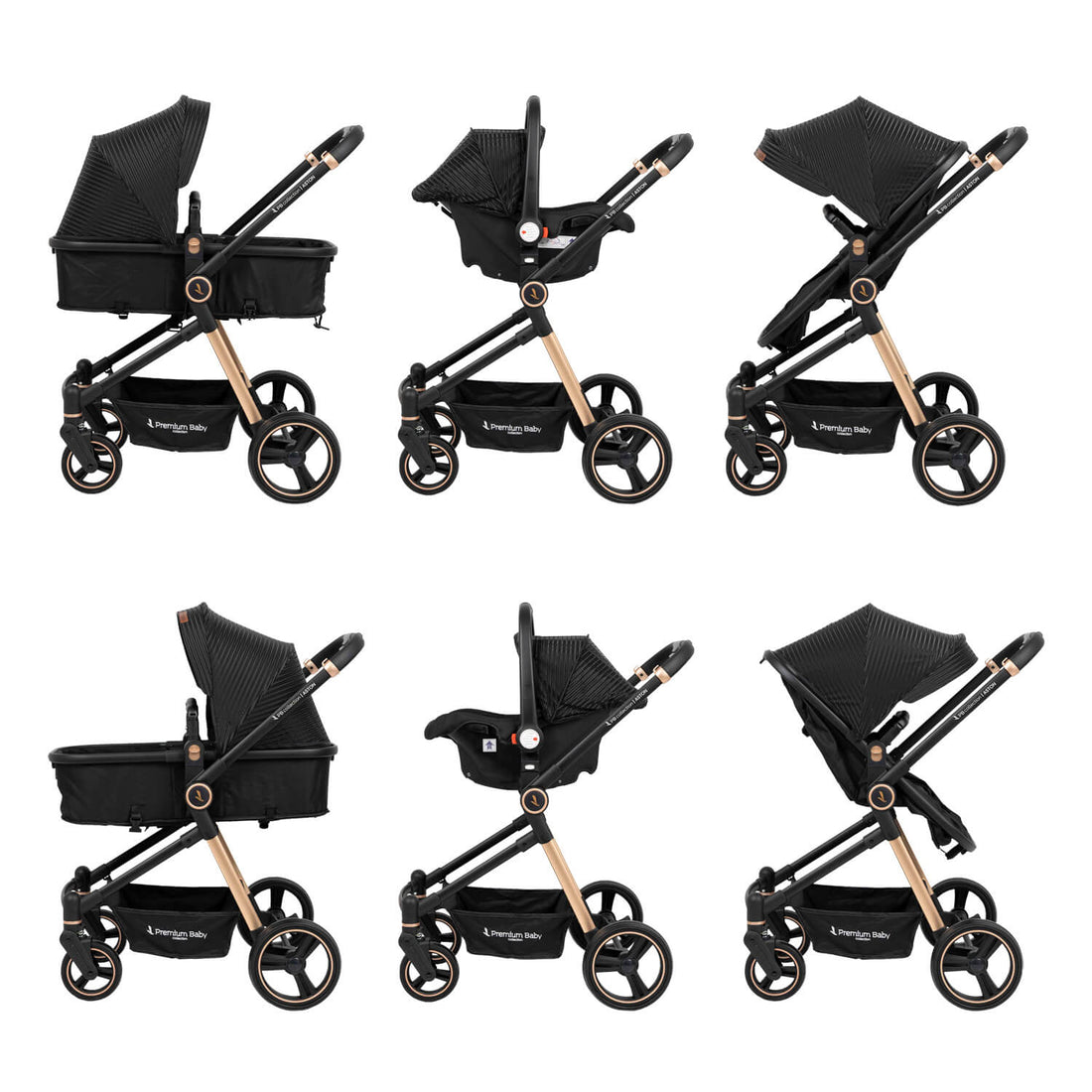 Coche Bebé Moises Aston Lineas Premium Baby Collection Negro